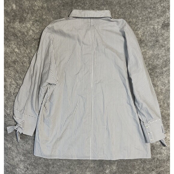 Jane and Delancey Stripe Button Up Shirt Womens1X Gray White Blouse 100% Cotton - Picture 3 of 17